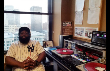 DJ Big Rob relaxes before DJing live on 93.7 WBLK in Buffalo, NY, Also heard to Toronto, ON.
